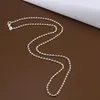 Catena di perline da 2 mm placcata in argento sterling 925 gratuita per donna da 16 a 24 pollici DC02 Top piatto in argento 925 Chiusure per aragosta Catene lisce Collane