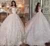 Dubai Arabic Princess Ball Gown Wedding Dresses 2020 Gorgeous Lace Long Sleeve Jewel Neck Bridal Gown Court Train Vestidos De Novia AL5327