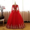 Long Sleeve Jewel Applique Lace Quinceanera Dresses Lace-up Back Floor Length Ball Gown Prom Dresses Sweet 16 Girls Formal Party Gonws