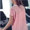Abbigliamento fitness ampio da donna a maniche corte per sport a maniche corte in estate, maglietta ad asciugatura rapida, camicetta rossa in rete protettiva per yoga