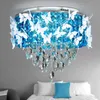 MEW Moderne Kroonluchter Plafondlamp Crystal Armatuur Hanger Bloem Vorm Plafondlamp Aisle Veranda Lamp Slaapkamer Woonkamer Blue Myy