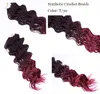 35 Brins/Pack Ombre Couleurs Curly Wave Synthétique Crochet Tresses Extensions de Cheveux 14 pouces Kanekalon Fibre Résistant À La Chaleur Twist 80g/Pack