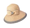 Chapeau de soleil en paille d'été à la mode avec nœud papillon pour femme