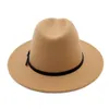 Klassisk bältesspänne Kvinnor Wool Felt Fedora Wide Brim Jazz Hats Ladies Panama formell hatt karneval fascinator hattar246p