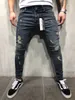 Jeans da uomo alla moda Jeans da motociclista dritti slim fit Pantaloni strappati skinny strappati strappati Pantaloni hip-hop lavati