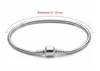Gros-taille 17-21 cm 925 bracelet plaqué argent chaîne serpent avec fermoir baril perles bricolage Fit Pandora Logo Bracelet bijoux pulseras