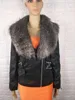 Jaqueta de couro artificial de moda feminina com colarinho de moto pumas pequenas casacos de outono de inverno windcheater