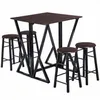 Free shipping Wholesales 5 Pieces Dining Room Bar Table Set with 4 Bar Stools/Counter Height/Dark Coffee