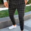 Mannen Cargo Broek sexy hoge taille lente zomer mode pocket mannen Slim Fit Plaid Rechte Pijpen Broek Casuals potlood Jogger268H