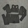 5 pièces ensemble femmes entraînement sans couture Yoga ensemble Fitness à manches courtes longues haut court chemises course Gym Leggings Shorts vêtements de sport