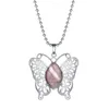 qimoshi papillon pendentif collier hommes et femmes pierre naturelle acier inoxydable articles de mode 12 pièces de bijoux