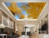 Custom Photo Autumn landscape with big yellow leaves Ceiling Mural Paintings Living Room Ceiling Wallpaper