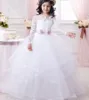 Vestidos menina ocidental Casamentos princesa Jóia Neck Appliqued com a correia criança crianças Pageant Vestidos