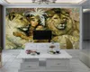 Carta da parati 3d Soggiorno Bellezza sexy e leone tigre Personalizza la carta da parati murale in seta per la decorazione d'interni in stile europeo