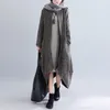 Women's Wool & Blends Autumn Winter Long Jacket Women Casual Loose Round Neck Asymmetrical Zipper Blended Woolen Coats Plus Size