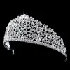 Prata brilhante grande casamento diamante pageant tiaras hairband cristal coroas de noiva para noivas baile pageant cabelo jóias headpiece4550737