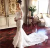 Long Sleeves Wedding Dresses With overskirt Detachable Train Luxury Lace Wedding Dress Sheer Neck 3D Appliques African Bridal Gowns