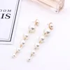 Faux Pearl Drop Earrings Women's Elegant Simulated Pearl Tassel Chains Bridal Jewelry Dangle Eardrop Earrings