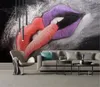 カスタム3Dの壁紙クリエイティブな手描きの油絵赤い唇は愛のリビングルームの寝室の背景壁の装飾壁画の壁紙