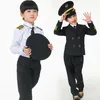 90-160cm Kids Pilot Kostymer Karneval Halloween Party Wear Flight Attendant Cosplay Uniforms Barn Flygplan Kaptenkläder