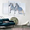 Two white horses in the snow Frameless Paintings 4pcs No Frame Printd on Canvas Arts Modern Home HD Print