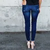 Jeans pour femmes Noir Bleu Moto Biker ZipJeans Femmes Slim Mid Taille Haute Stretch Denim Skinny Pantalon Moteur Femmes Mujer 20211