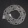 Ожерелье-цепочка Figaro 13 мм в стиле хип-хоп, серебро, золото, ледяные стразы, кубинские звенья, ожерелья, мужские ювелирные изделия в стиле хип-хоп246i