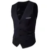 Brand Suit Vest Men Jacket Sleeveless Black Blue Solid Color Fashion Spring Autumn Plus Size Waistcoat1 Men's Vests