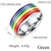 Mens Womens Rainbow Färgglada LGBT Ring Rostfritt Stål Bröllop Band Lebian Gay Rings