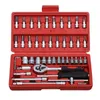 Nieuwe Gereedschap Professionele 46 Stuks Spanner Socket Set 1 4 Inch Schroevendraaier Ratelsleutel Set Kit Auto Reparatie Combinatie hand Tool260a