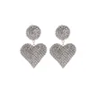 Fashion-Cute Heart Shape Plated Rhinestones Bridal Earring Crystal Dangle Wedding Dress Girls Gift for Christmas Party