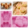 Wholesales 6 Lattices Jelly Mold Cat's Paw Handmade Soap Mold Silicone Cake Moulds Free Shipping W9724