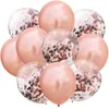 50pcs / lot 12inch latex ballonger och färgade konfetti födelsedagsfest dekorationer mix rose bröllop dekoration parti helium ballong