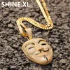 V per Vendetta Mask Collana con pendente con catena a corda Iced Out Zircon Mens Hip Hop Jewelry Gift