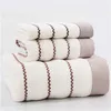 Toalhas de algodão de 3 embalagem Conjunto de café branco azul escuro 1pc Toalha de banho para adultos 2pcs Mão toalhas de rosto para banheiro esporte de viagem de praia