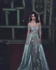 Plus la taille Zuhair Murad robes hors épaule étage longueur robe dentelle appliques gaine robes de soirée avec des perles 4058