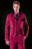 Nouveau Marque Nouveau Un Bouton Chaud Rose De Velours De Mariée Tuxedos Peak Lapel Groomsmen Hommes Costumes De Bal Blazer (Veste + Pantalon + Gilet + Cravate) 081