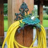 Gietijzeren tuin slang houder apparatuur kikker op lotus blad muur gemonteerde decoratieve hanger stand gazon werf antieke woondecoratie