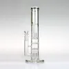 14 inch straight tube glass bong double matrix perc and honeycomb perc bongs glass smoking water pipe percolator glass ice catcher hookah