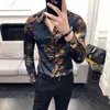 Venda quente Camiseta Homens Moda 2019 Manga Longa Tuxedo Camisa Dress All Match Slim Fit Casual Homens Night Club Party Partido Tuxedo 3xl-M