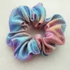 Schattige dame meisje haar scrunchy ring magische kleur laserdoek elastische haarbanden grote darm sport dance scrunchie zachte hoofdband