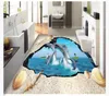 Carta da parati murale autoadesiva in PVC personalizzata 3D pittura per pavimenti Soggiorno 3D Sea World Dolphin Shell Starfish Piastrelle per pavimenti impermeabili 3D