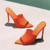 Vendita calda-Sandali stazione europea color caramella lusso pelliccia di coniglio tacco alto sandali pantofole commercio estero scarpe da donna di grandi dimensioni 41-43