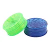 IN Stock 60mm 3 piece colorful plastic herb grinder for smoking tobacco grinders with green red blue clear FY2142 sxm10