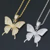 Mode – Schmetterlings-Diamant-Anhänger-Halsketten für Männer und Frauen, Luxus-Designer-Tier-Anhänger, 18 Karat vergoldetes Kupfer-Zirkon-Halskettenschmuck