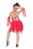 Stage Wear Discount Feather Sequin Fringe Dancewear Latin Dance Dresses For Sale Child Kids Dress Girls