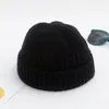 Unisex-Wintermütze, gerippt, gestrickt, mit Bündchen, kurze Melonenmütze, einfarbig, Totenkopfmütze, Baggy-Retro-Ski-Fischer-Docker-Beanie-Mütze, Slouchy