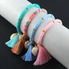 Vender Hot coloridos pendão e Shell encantos de borracha pulseira de contas Femme Handmade Boho Bracelet para as Mulheres DIY Fazendo presente Jóias GB1152