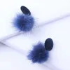 Wholesale-hair Ball Ear Stud Women韓国風の素敵なイヤリング秋と冬3色赤青黒送料無料