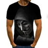 Wydrukowano T Shirt Men Joker Face Męski Tshirt 3D Clown Krótki Rękaw Śmieszne Koszule Topy Tees XXS-6XL
